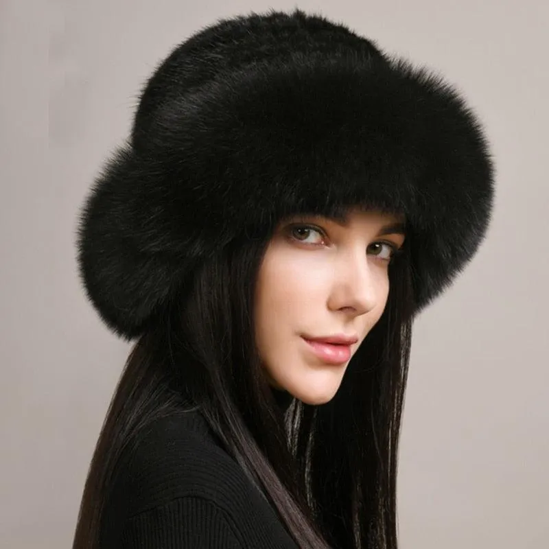 Luxury Handmade Knitted Mink Fur Hat Cap for Women