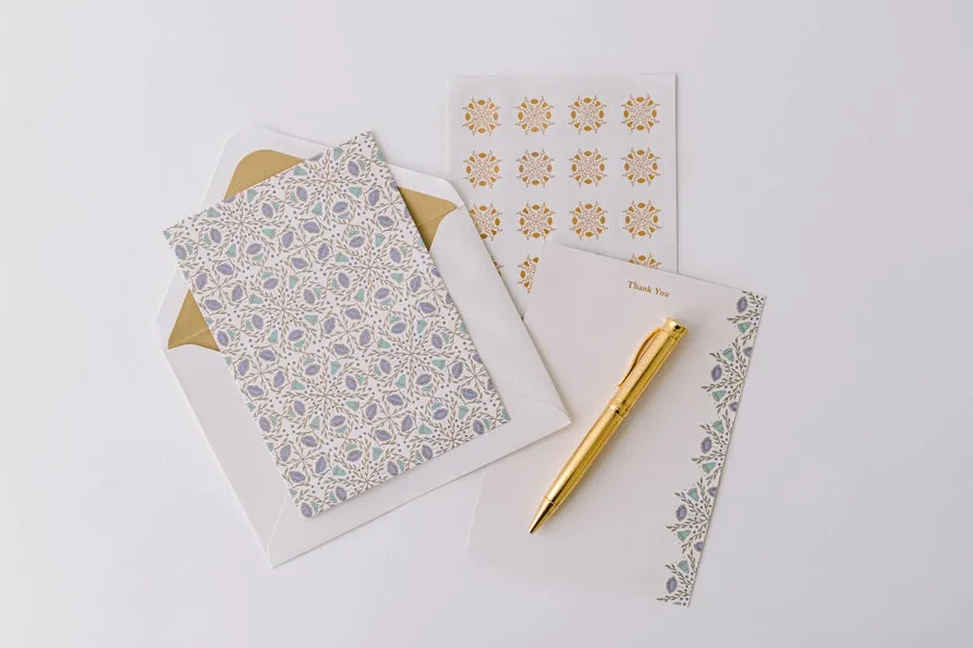 Luxury Stationary Set - Folk Pattern Thank You Cards