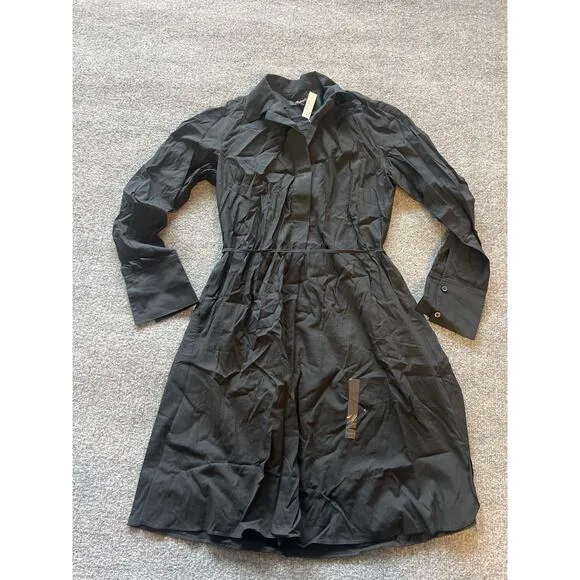 Madewell Belted Mini Shirtdress in Cotton Black – Size XS – NWT – Style #NS771