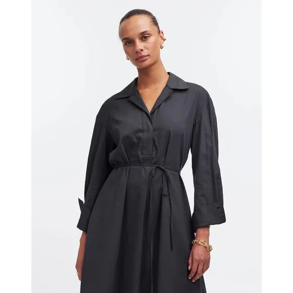 Madewell Belted Mini Shirtdress in Cotton Black – Size XS – NWT – Style #NS771