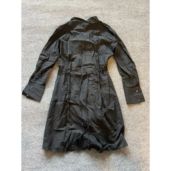 Madewell Belted Mini Shirtdress in Cotton Black – Size XS – NWT – Style #NS771