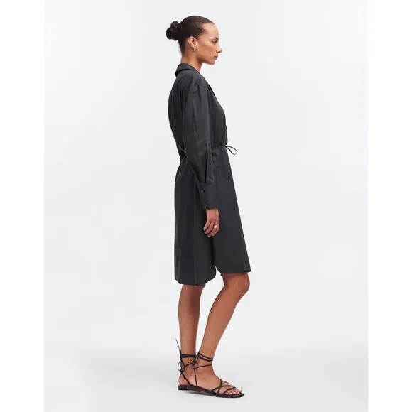 Madewell Belted Mini Shirtdress in Cotton Black – Size XS – NWT – Style #NS771