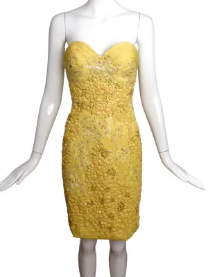 MANDALAY-2013 Jeweled Yellow Lace Dress, Size-6