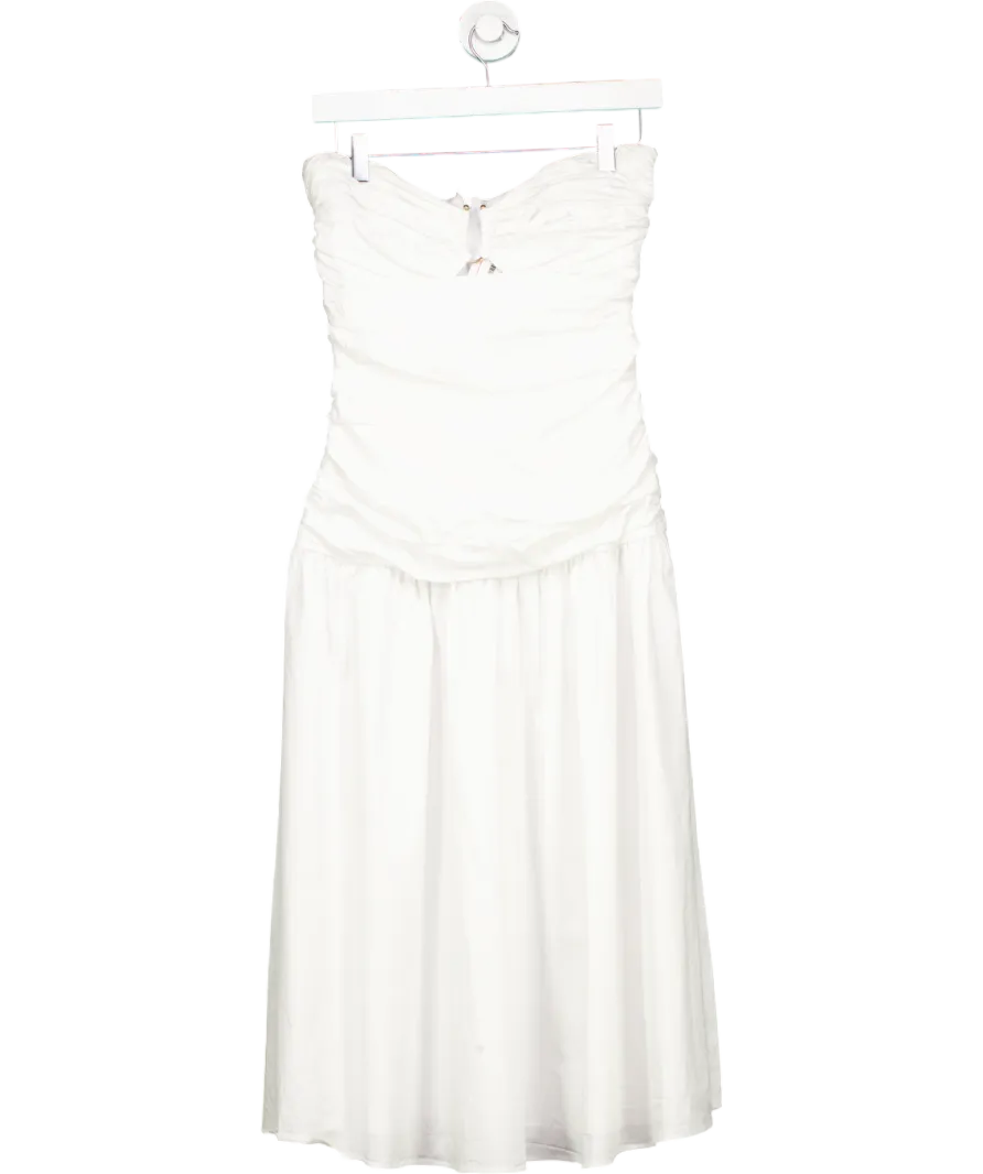 MANGO White Draped Dress With Metallic Detail UK 8