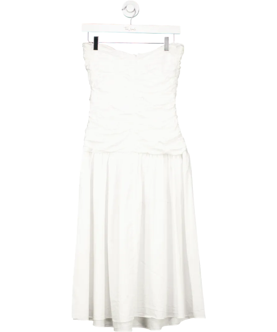 MANGO White Draped Dress With Metallic Detail UK 8