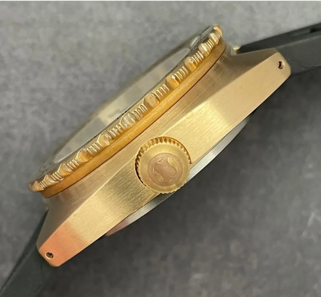 Maranez Samui Vintage Brass Watch Black Orange Hand