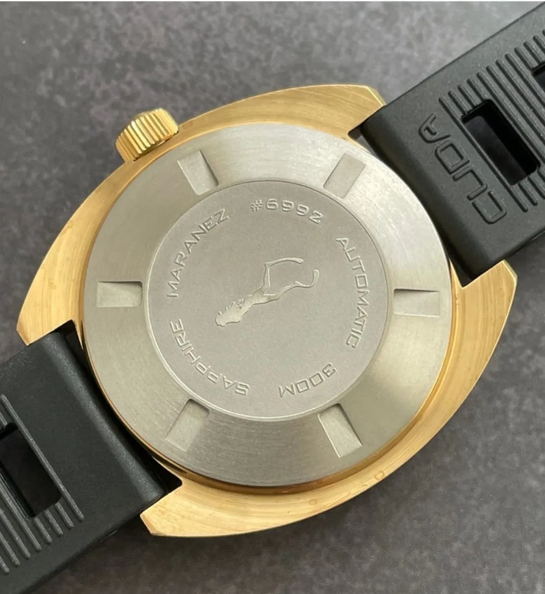 Maranez Samui Vintage Brass Watch Black Orange Hand