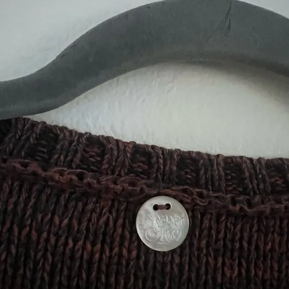 Margaret O'leary Maroon Cotton Knit Scoop Hem Sweater Small