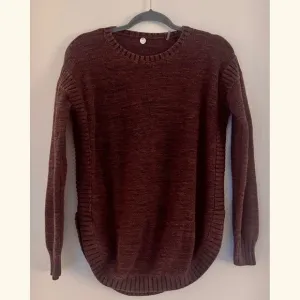 Margaret O'leary Maroon Cotton Knit Scoop Hem Sweater Small