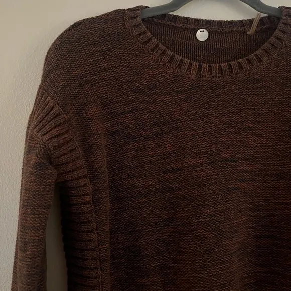 Margaret O'leary Maroon Cotton Knit Scoop Hem Sweater Small