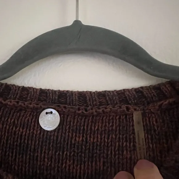 Margaret O'leary Maroon Cotton Knit Scoop Hem Sweater Small