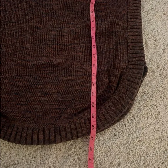 Margaret O'leary Maroon Cotton Knit Scoop Hem Sweater Small