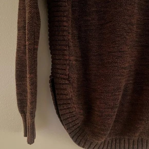Margaret O'leary Maroon Cotton Knit Scoop Hem Sweater Small