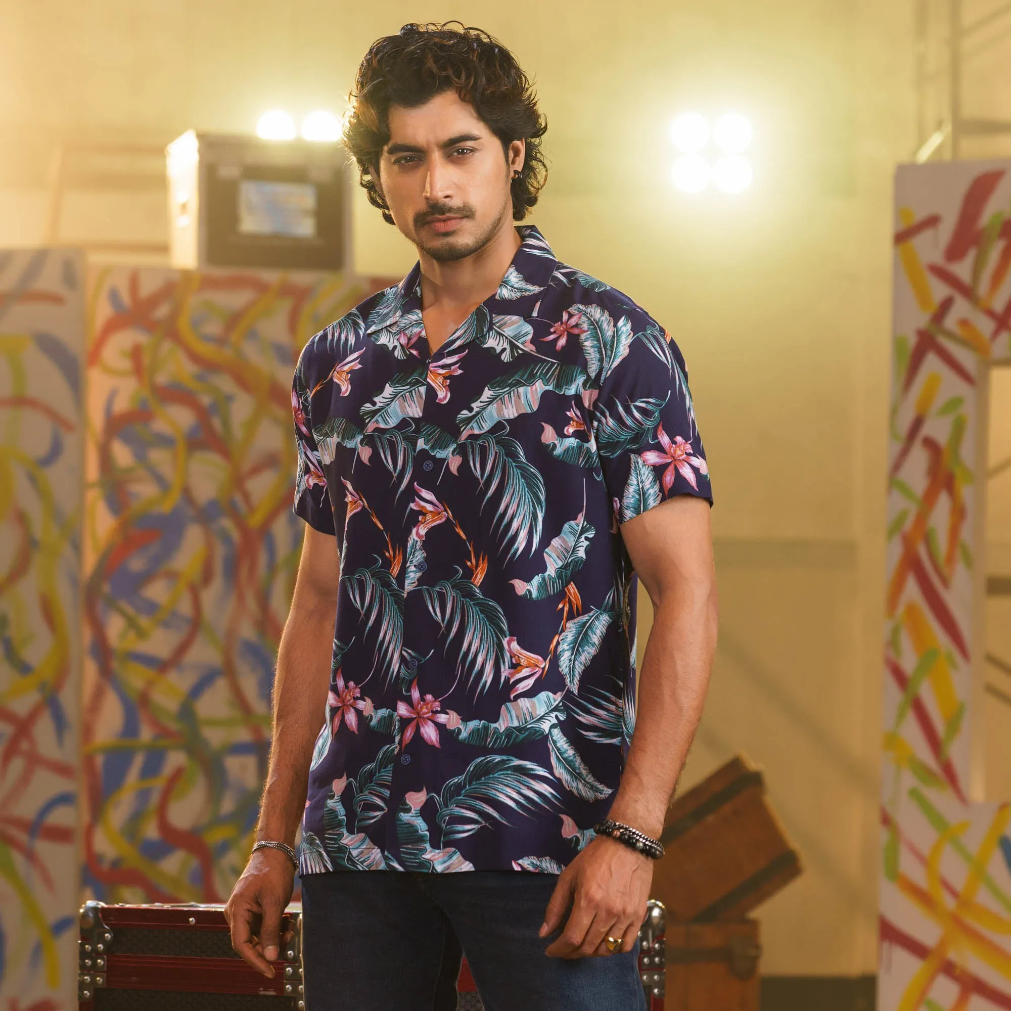 Mens Blue-Green Hawaii Shirt