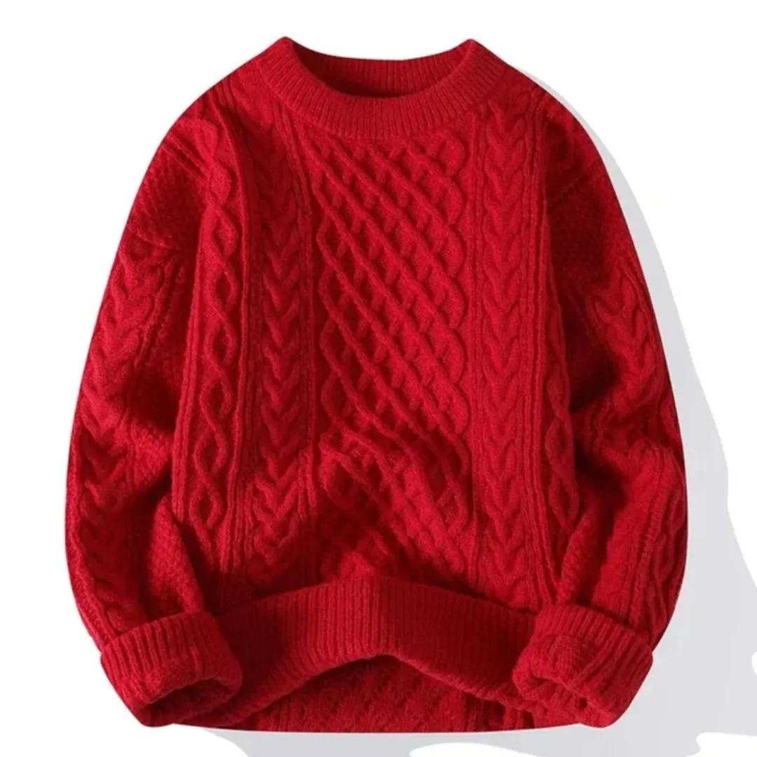 Men's Casual Oversized Cable Knit Sweater | Long
