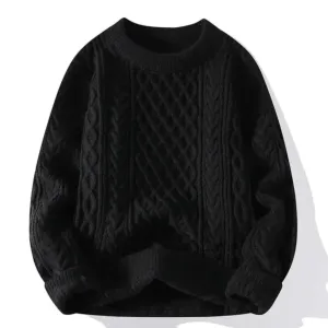 Men's Casual Oversized Cable Knit Sweater | Long