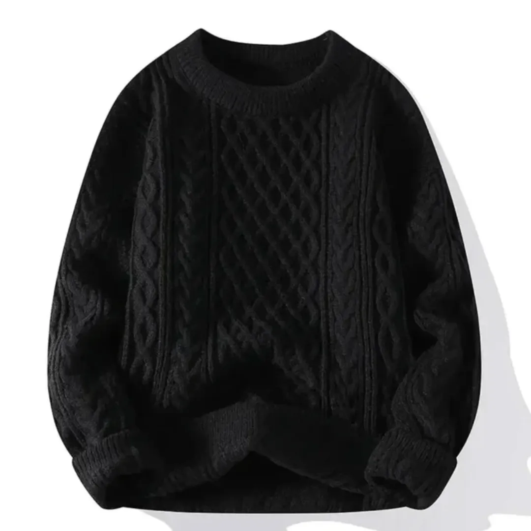 Men's Casual Oversized Cable Knit Sweater | Long