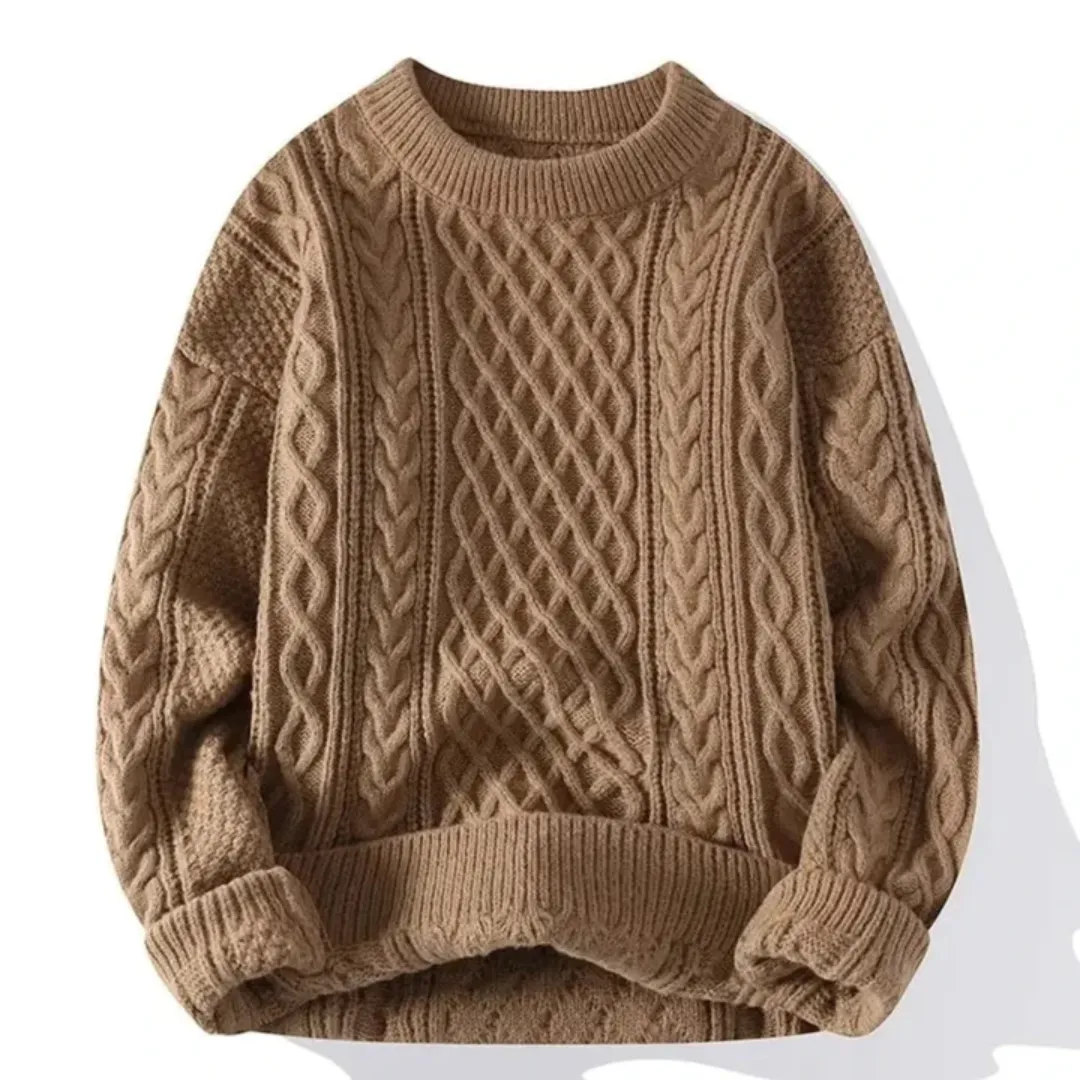 Men's Casual Oversized Cable Knit Sweater | Long