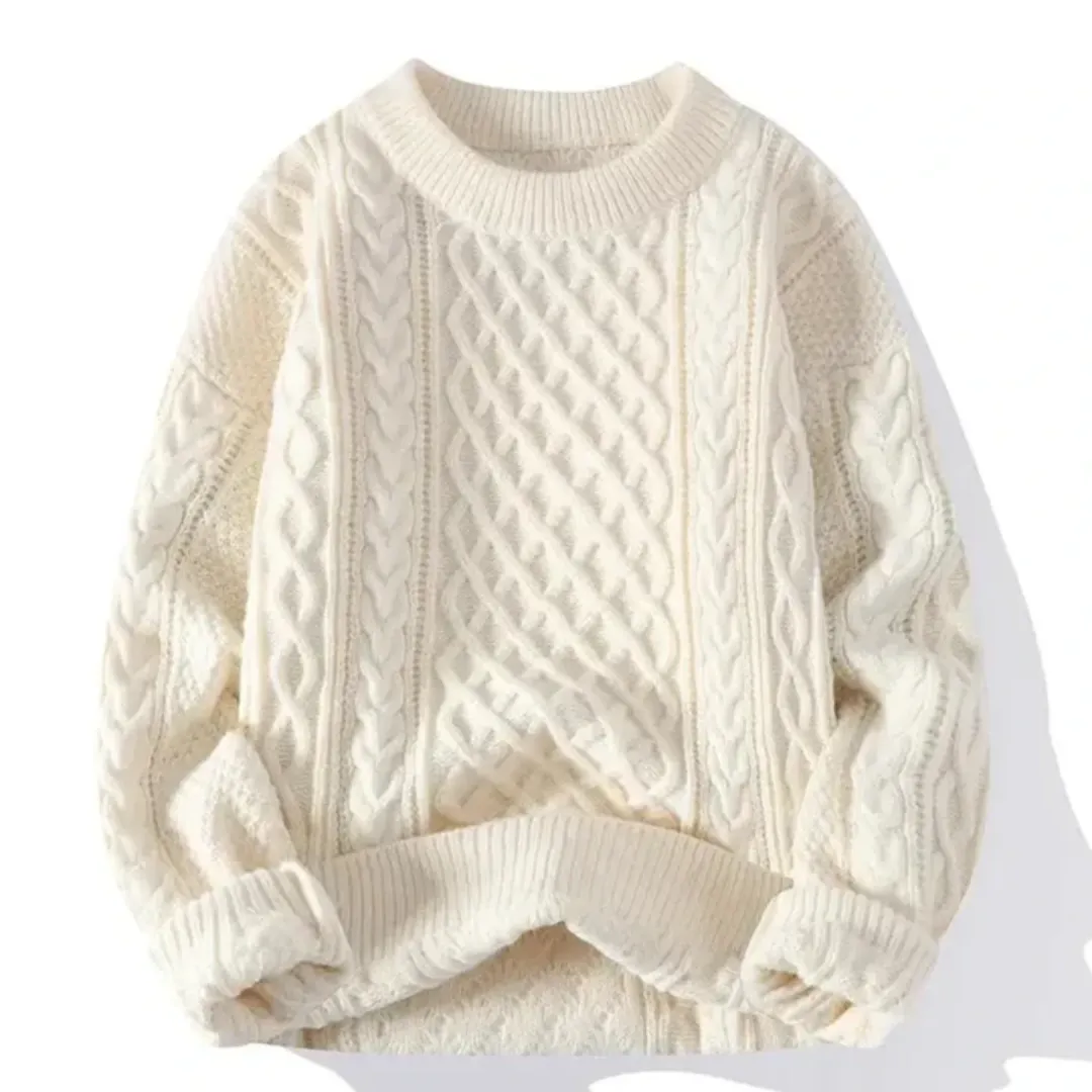 Men's Casual Oversized Cable Knit Sweater | Long