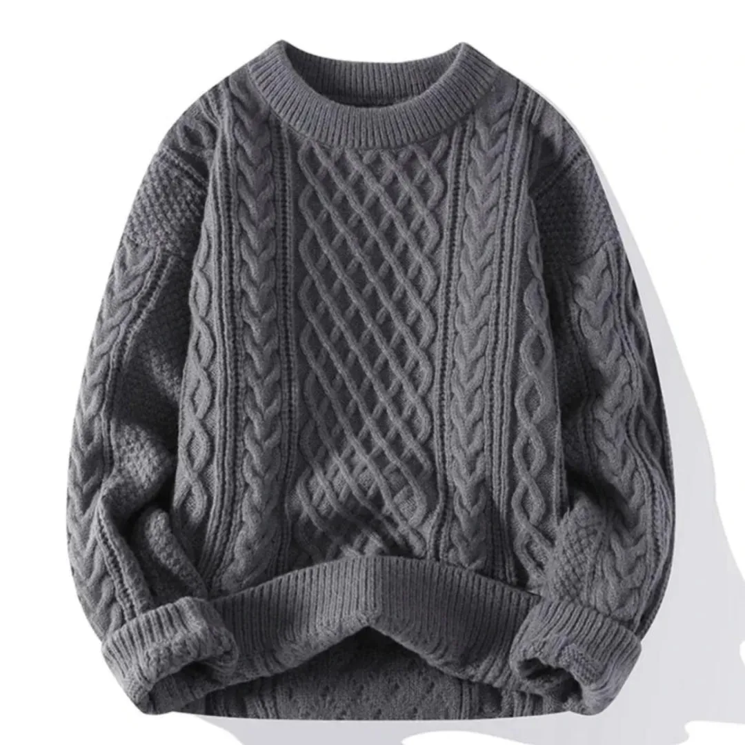 Men's Casual Oversized Cable Knit Sweater | Long