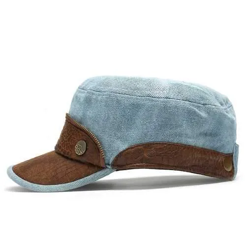 Mens Women Retro Cotton Plain Flat Vintage Cadet Solid Washed Cap Training Baseball Hats