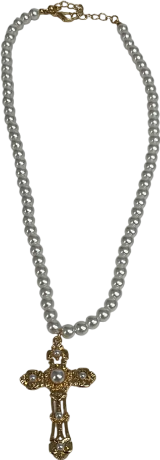 Metallic Cross Pendant Necklace One Size