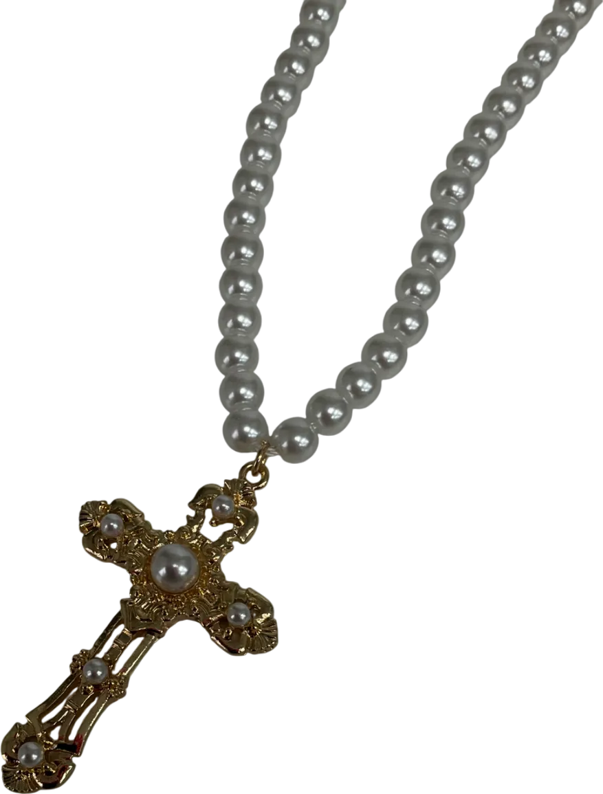 Metallic Cross Pendant Necklace One Size