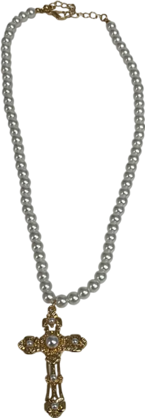 Metallic Cross Pendant Necklace One Size