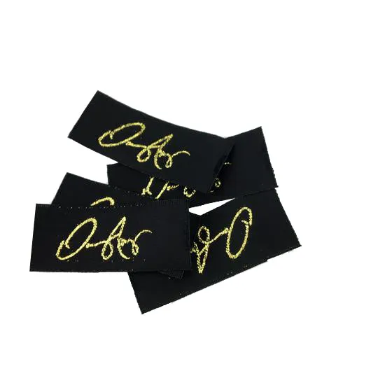 Metallic Finish Custom Woven Labels (Text Only) for Luxury Branding Name