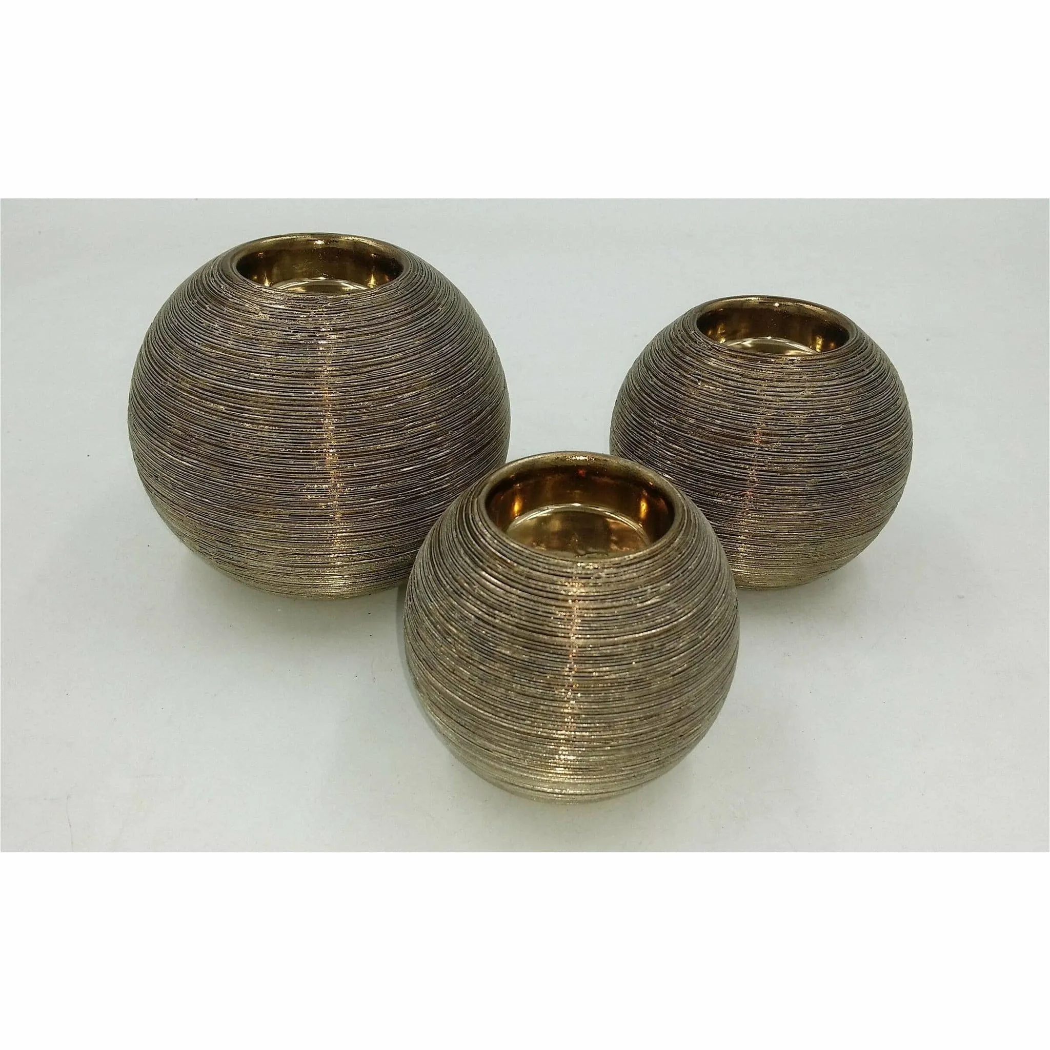 Metallic Gold Candle Holders Set of 3