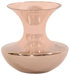 Metallic Rose Gold Glass Flared Vase Small - Howard Elliott