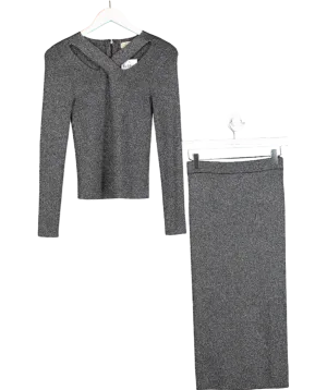 Michael Kors Metallic Glitter Cut-out Top & Midi Skirt Set UK XS