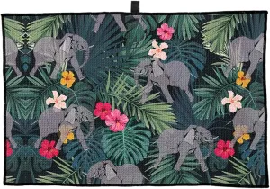 Microfiber Golf Towel Tropical Rainforest Elephant with Palm Leaves Quick-Drying Portable Towel for Yoga Workout & Golf Sport