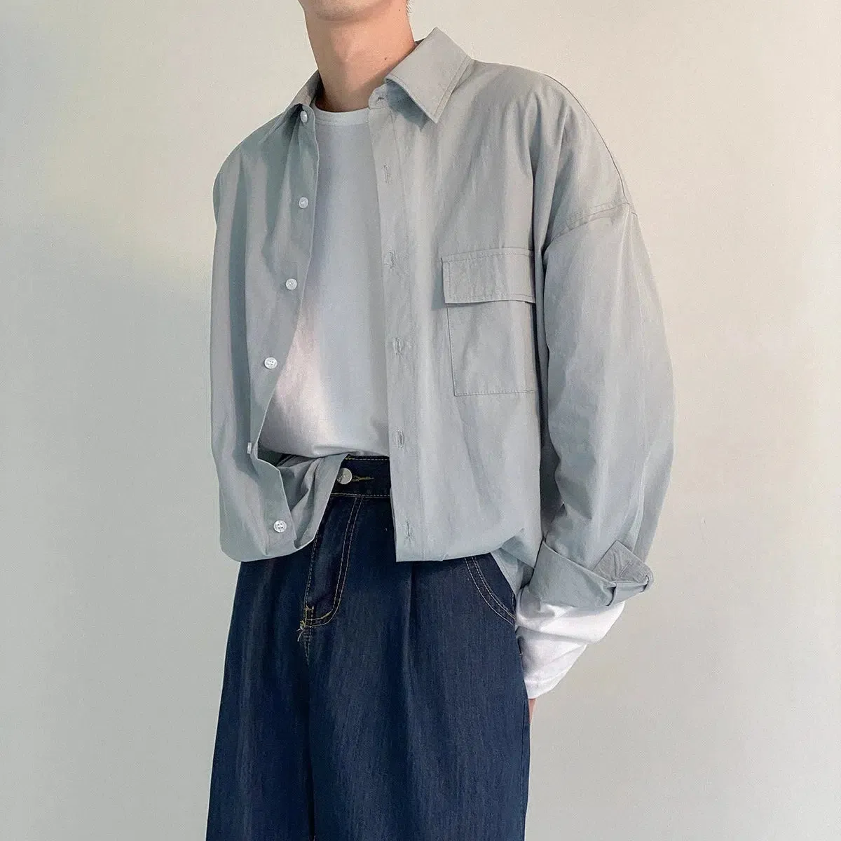 Minimalist Cargo Long-sleeved casual shirt