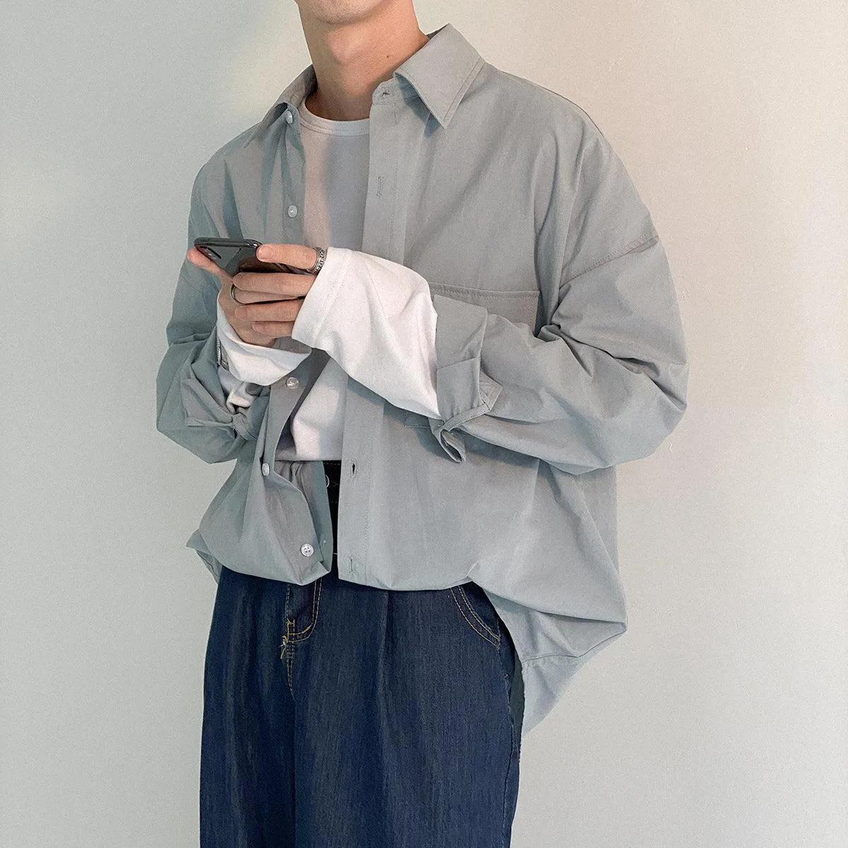 Minimalist Cargo Long-sleeved casual shirt