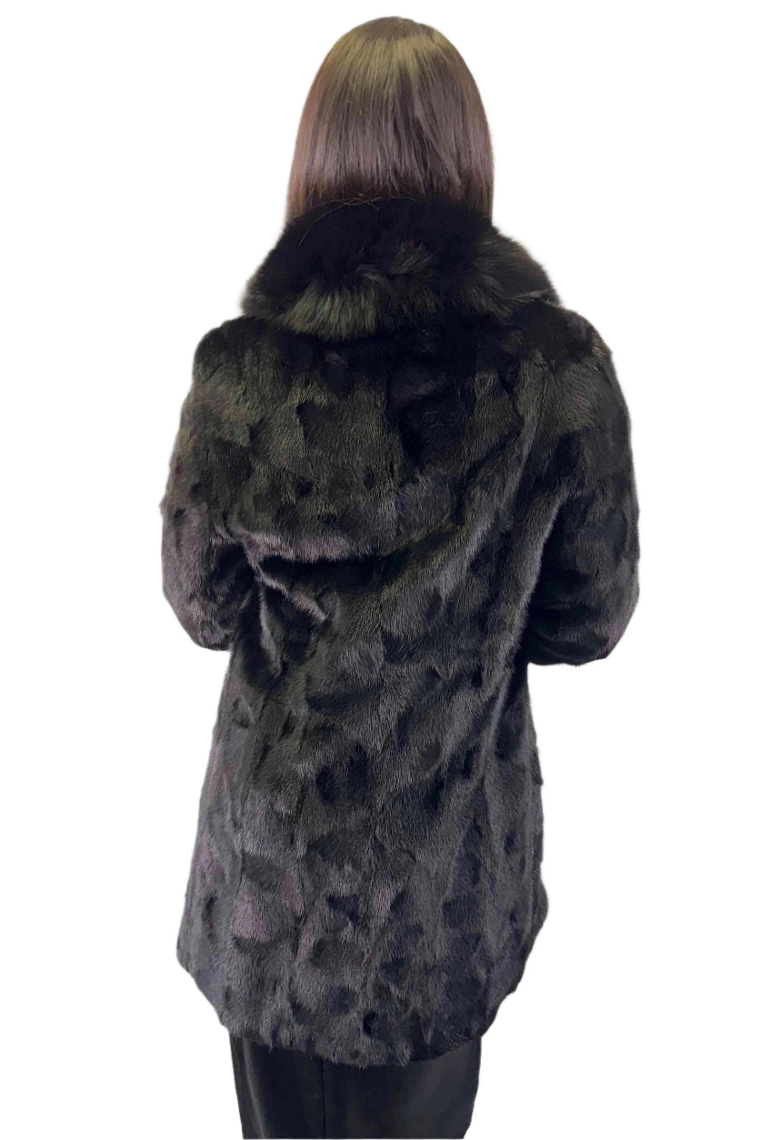 Mink fur Stroller with Fox Collar