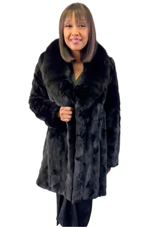 Mink fur Stroller with Fox Collar