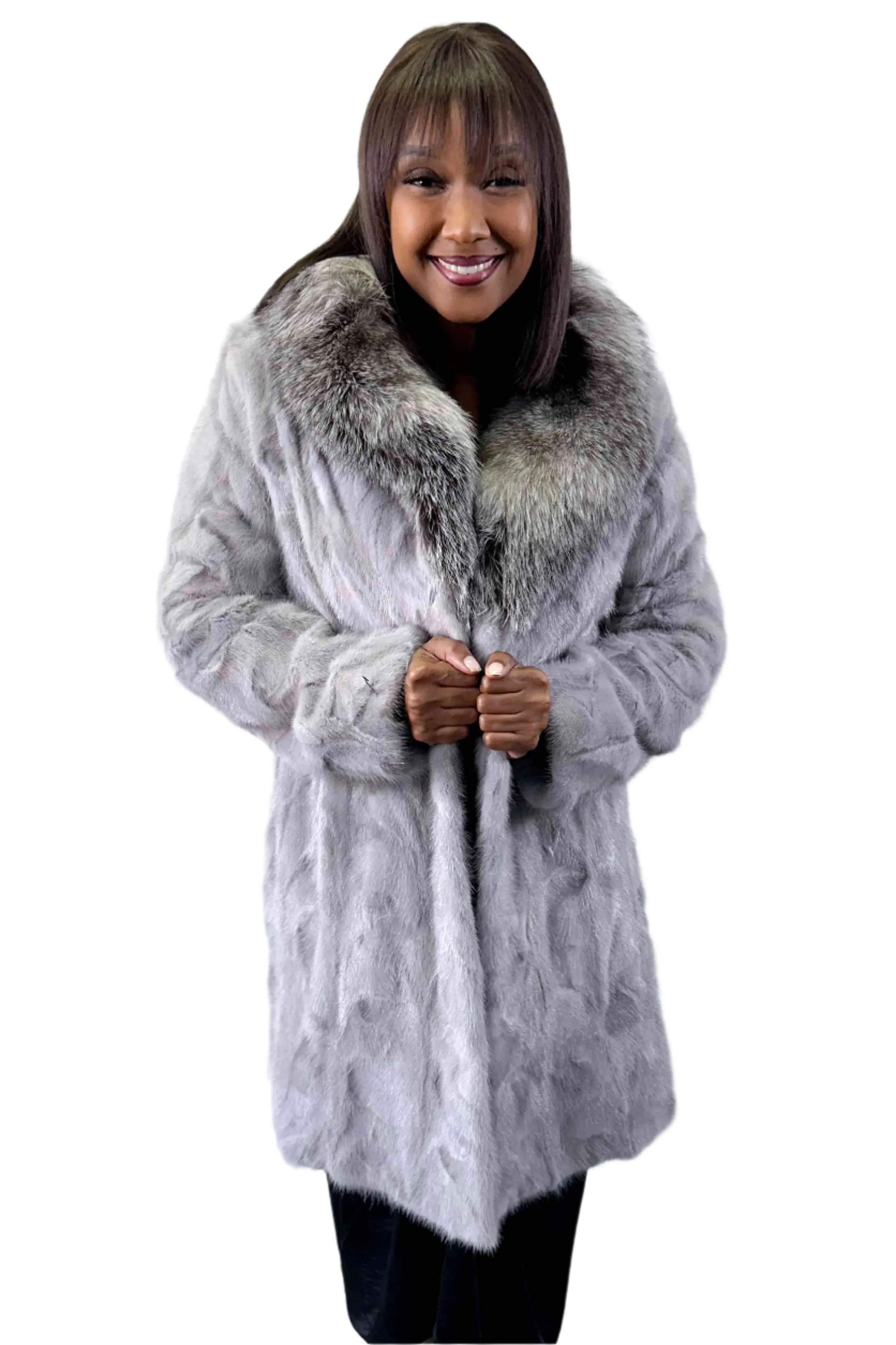 Mink fur Stroller with Fox Collar