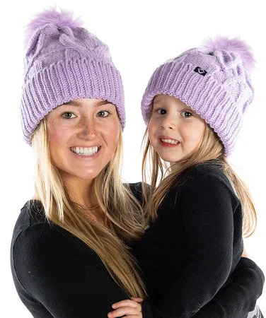 Mommy and Me - Cable Knit Faux Fur Pom Beanie (Adult/Toddler/Infant)