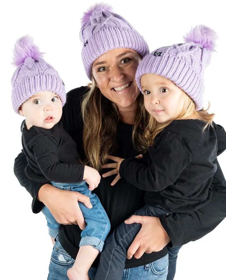 Mommy and Me - Cable Knit Faux Fur Pom Beanie (Adult/Toddler/Infant)