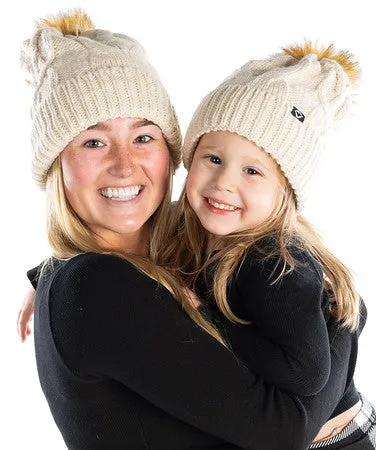Mommy and Me - Cable Knit Faux Fur Pom Beanie (Adult/Toddler/Infant)