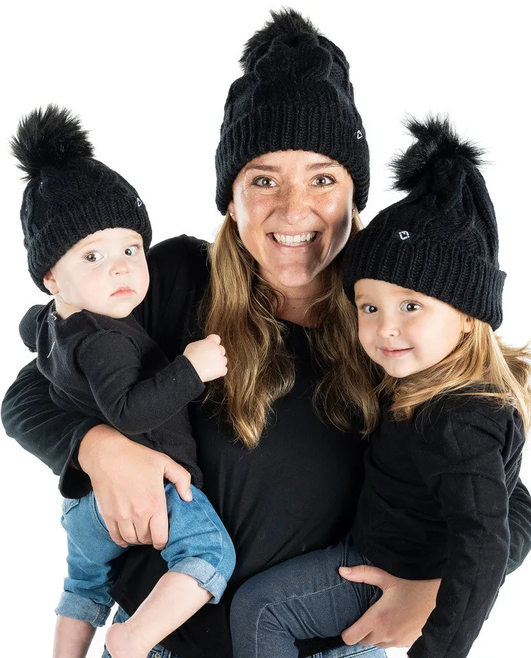 Mommy and Me - Cable Knit Faux Fur Pom Beanie (Adult/Toddler/Infant)