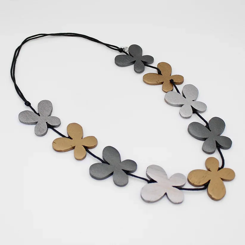 Monarch Metallic Wood Necklace