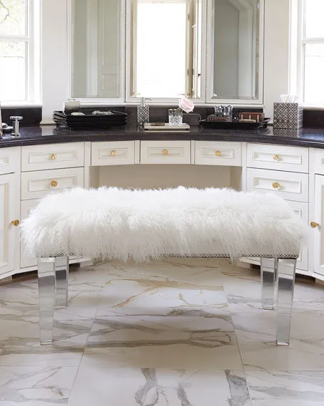 Mongolian Sheepskin Bench - 48" - Choice of Color