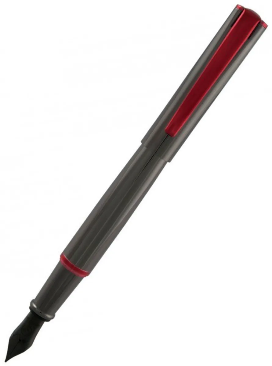 Monteverde Impressa Fountain - Gun Metal Red Trim - Fine