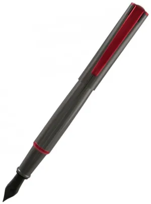 Monteverde Impressa Fountain - Gun Metal Red Trim - Fine
