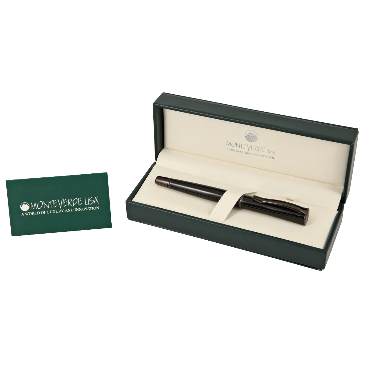 Monteverde Impressa Fountain - Gun Metal Red Trim - Fine