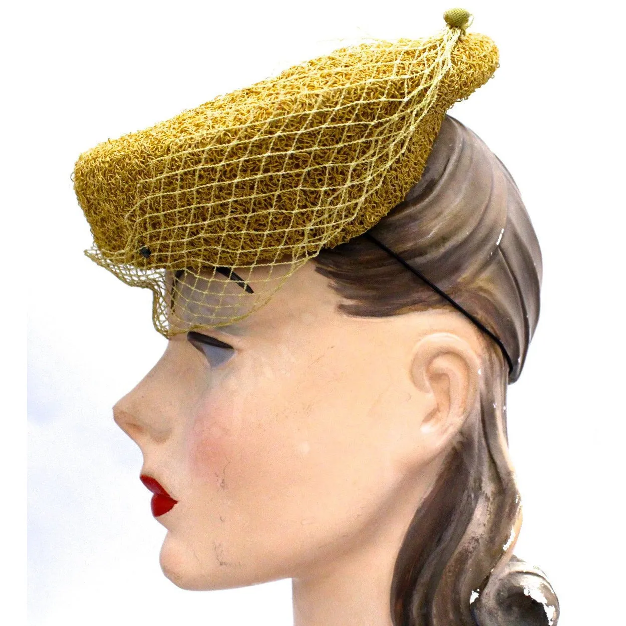 Mr. John Vintage Hat Fascinator Early Straw Hat  1940S