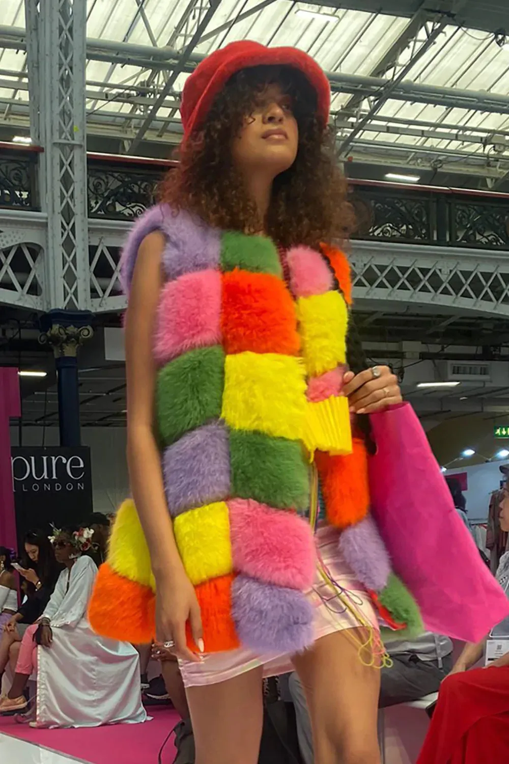 Multi Color Rainbow Faux Fur Vest