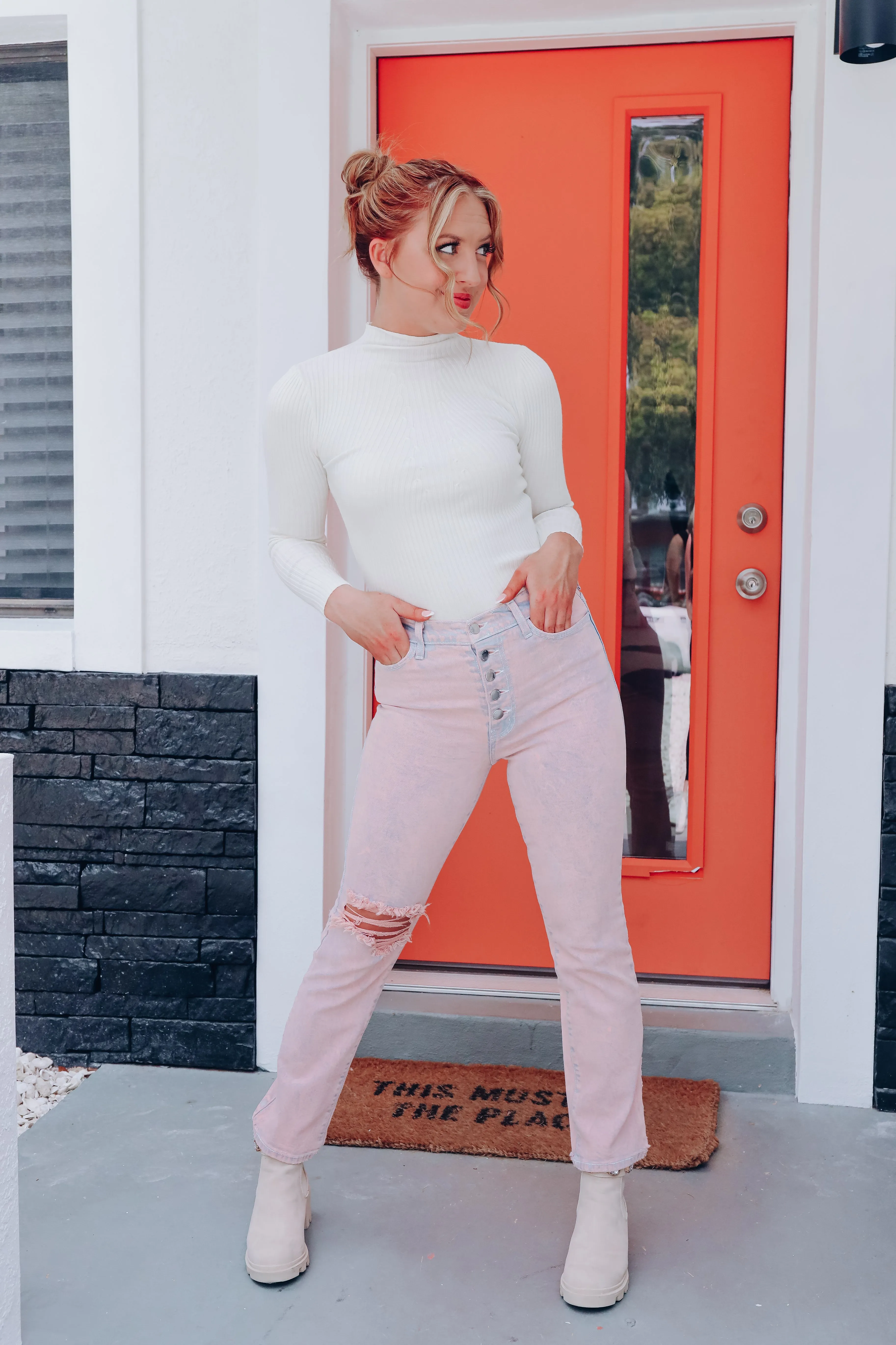 Myra Mock Neck Sweater - Ivory